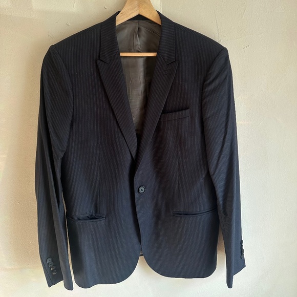 Men's Kooples Blazer- pinstripe . Very dark blue with light pinstripe